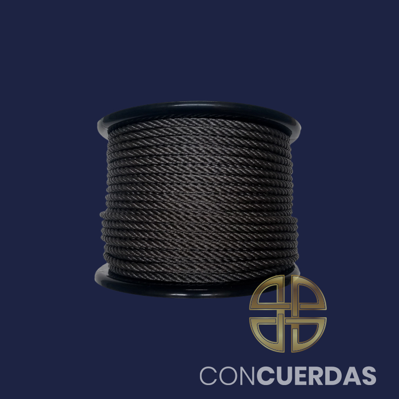 CARRETE CUERDA P.E. 4 CABOS 8 MM 100 M. GRIS